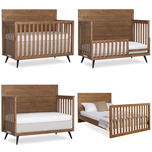 Evolur Stilnovo Mid Century 4-in-1 Convertible Crib in Sugarcane, Greenguard Gold Certified