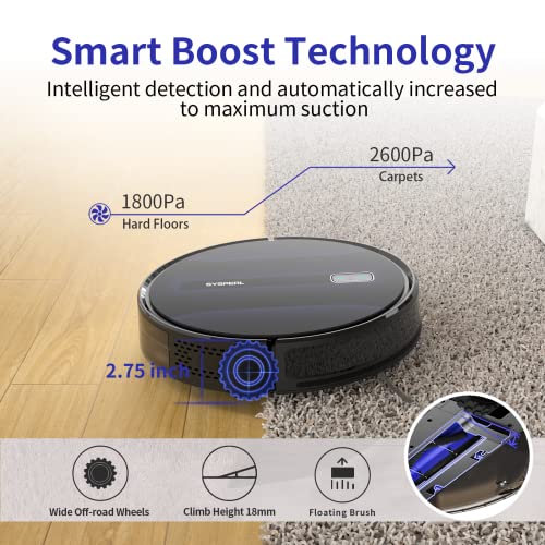 SYSPERL Robot Vacuum Cleaner 2600Pa, Self-Charging Robotic Vacuums Compatible with Alexa, APP, WiFi, Remote Control, Quiet Auto Cleaning Robot Ideal for Pet Hair, Hardwood Floor
