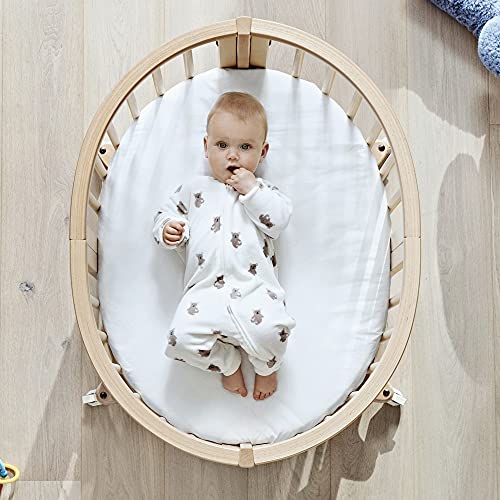 Stokke Sleepi White Adjustable Oval Mini Baby Crib Bundle with Mattress