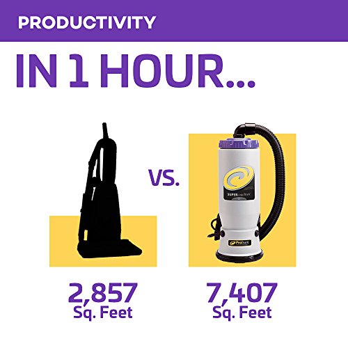 ProTeam Commercial Backpack Vacuum Cleaner, Super QuarterVac Vacuum Backpack with HEPA Media Filtration and Residential Cleaning Service Kit, 6 Quart, Corded