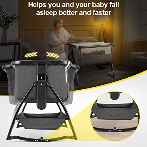 Baby Bassinet, Bedside Sleeper for Baby, Baby Crib Bassinet for Newborn/Infant/Baby Boy/Baby Girl with Storage Basket, Easy to Assemble , Adjustable Height Portable, Quick Assemble Safe Stable