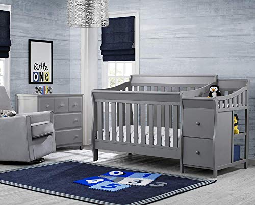 Delta Children Bentley S 4in-1 Convertible Crib and Changer - Greenguard Gold Certified, Grey