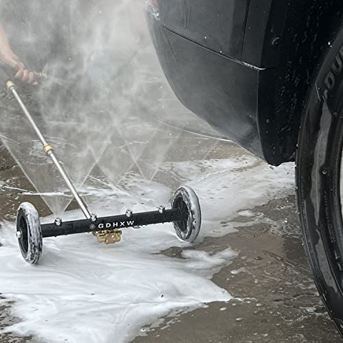 GDHXW Dual-Function Pressure Washer Undercarriage Cleaner Water Broom with Extension Rodst,7 Pressure Washer Nozzles and Cleaning Gloves