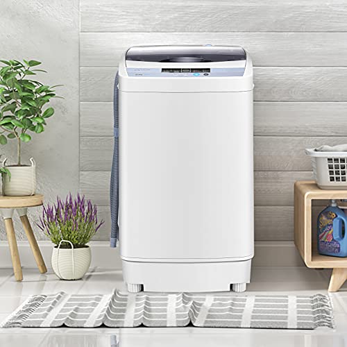Casart Washing Machine Portable Compact 9.92lbs Capacity Full-Automatic W/Drain Pump,10 programs 8 Water Level 1.34 Cu.ft Cloth Washer and Spinner