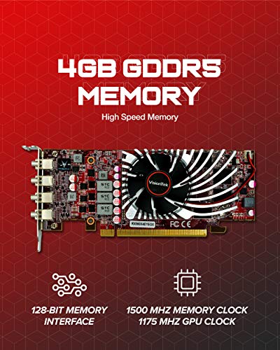 VisionTek Radeon RX 560 4GB GDDR5 4M 4K Graphics Card, 4 Mini DisplayPort, 7.1 Surround Sound, PCI Express, Low-Profile GPU, ATX & SFF (901278)