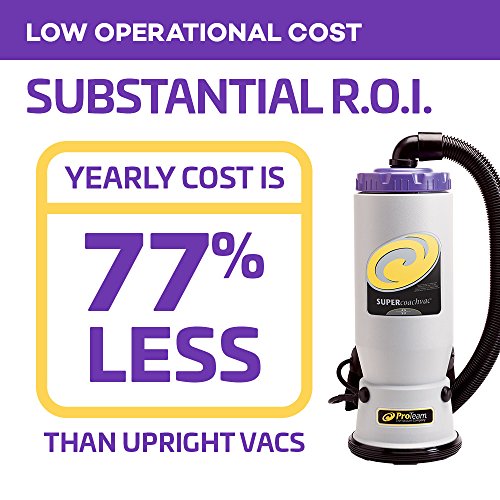 ProTeam Commercial Backpack Vacuum Cleaner, Super QuarterVac Vacuum Backpack with HEPA Media Filtration and Residential Cleaning Service Kit, 6 Quart, Corded