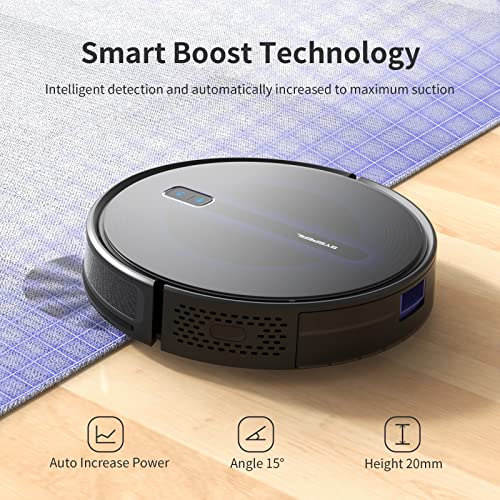 SYSPERL Robot Vacuum Cleaner,2600Pa Strong Suction Power Robotic Vacuums,Works with Alexa Remote WiFi App,Self-Charge Robotic Vacuum Cleaner,Robot Vacuum for Pet Hair,Medium-Pile Carpet, Hard Floor