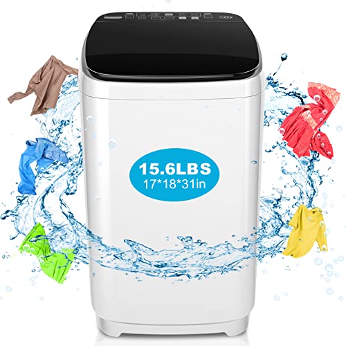 Portable Washing Machine Nictemaw 1.7Cu.ft/15.6Lbs Compact Washer with Drain Pump, 10 Programs 8 Water Level Selections with LED Display, Fully Automatic Washer Ideal for Apartments, RV, Dorms