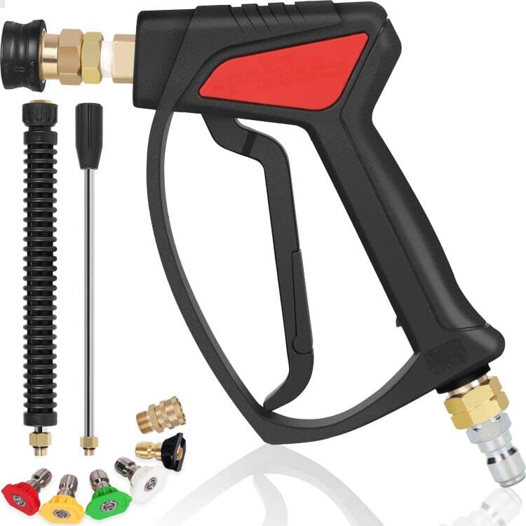 TOOLCY Pressure Washer Gun, Professional Durability, Multiple Easy Extension Wand, 5 Nozzle Tips, M22 to 3/8" Quick Connection, Fit Most Power Washer Stand Up to 4500 PSI.