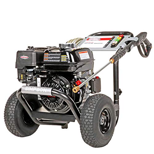 SIMPSON Cleaning PS3228 PowerShot 3300 PSI Gas Pressure Washer, 2.5 GPM, Honda GX200 Engine, Includes Spray Gun and Extension Wand, 5 QC Nozzle Tips, 5/16-inch x 25-foot MorFlex Hose