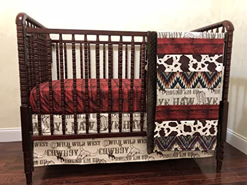 Baby Boy Nursery Bedding, Cowboy Crib Bedding Set, Western Crib Bedding, Rodeo Baby Bedding, Boy Baby Bedding