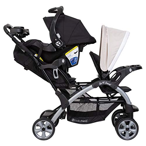 Baby Trend Sit N Stand Compact Easy Fold Toddler Baby Infant Double Stroller with Baby Trend Ally 35 Baby Infant Car Seat Carrier with Cozy Cover