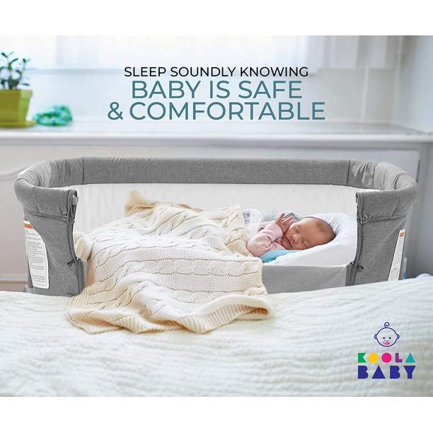 3 in 1 Baby Bassinet, Bedside Sleeper, & Playpen, Easy Folding Portable Crib (Grey)- KoolaBaby