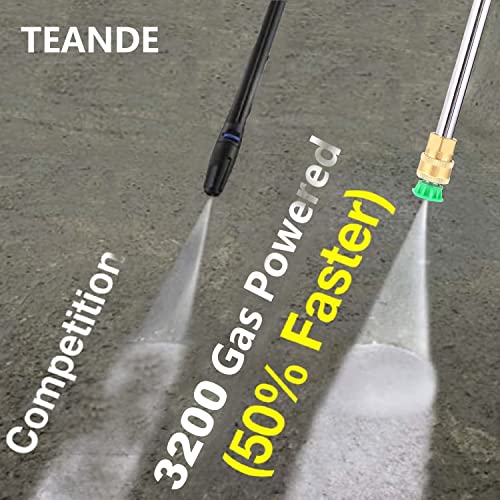 TEANDE 3200PSI Gas Pressure Washer Power Washer 212CC Gas Pressure Washer Powered, High-Pressure Hose 5 Nozzles (Black)