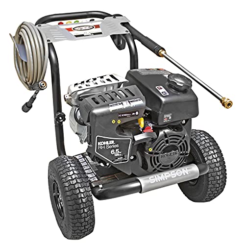 SIMPSON Cleaning MS60763-S MegaShot 3100 PSI Gas Pressure Washer, 2.4 GPM, Kohler RH265 Engine, Includes Spray Gun and Extension Wand, 5 QC Nozzle Tips, 1/4-in. x 25-ft. MorFlex Hose