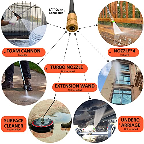 Workmoto Electric Pressure Washer, Power Washer with Detergent Tank, 5 Quick Connect Nozzles, 2800 PSI 2.2 GPM
