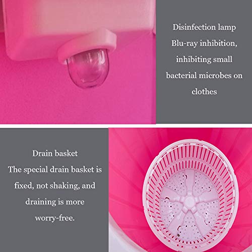 TQMB-A Portable Washing Machine, Mini Compact Single Tub Laundry Washer,4.5Kg Household Small Semi-Automatic Spin Dryer for Apartment Hotel Dorm Camping,Pink