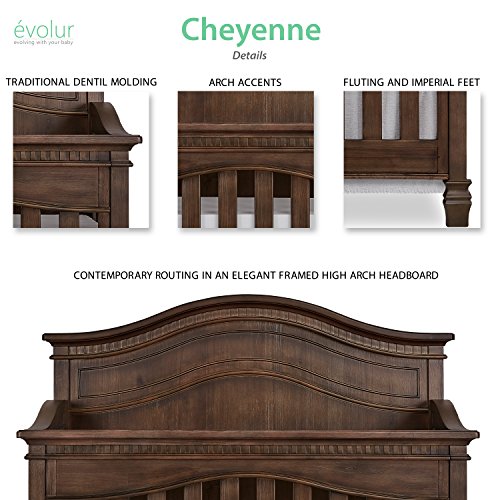 Evolur Cheyenne 5 in 1 Full Panel Convertible Crib in Antique Brown