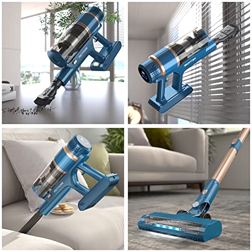 Cordless Vacuum Cleaner, 28000PA Powerful 6-in-1 Stick Vacuum with Brushless Motor, Lightweight Rechargeable Vacuum with LED Touch Display Perfect for Hardwood Floor Carpet Pet Hair-PRETTYCARE, P2