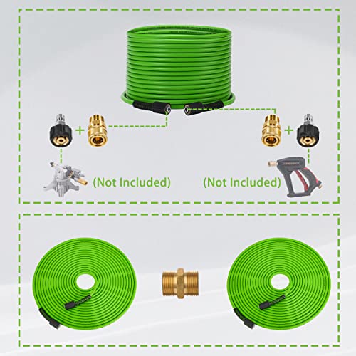 PWACCS Pressure Washer Hose for Power Washer – 3600 PSI Kink Resistant Pressure Washing Extension Hose 100 FT x 1/4" – Universal Electric Power Wash Hose for Replacement – Compatible with M22 Fittings