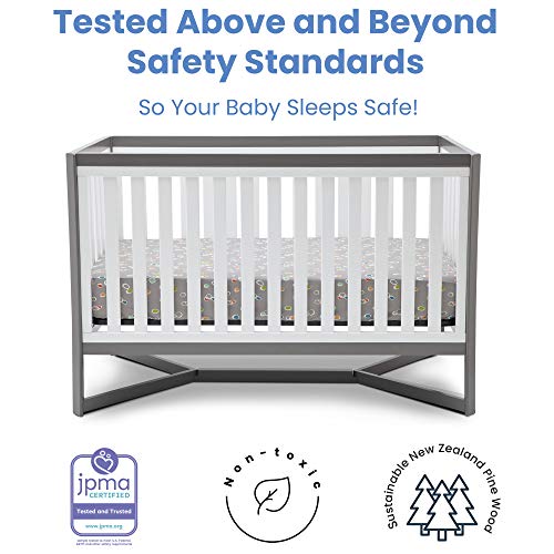 Delta Children Tribeca 4-in-1 Baby Convertible Crib, Greenguard Gold Certified, White/Grey