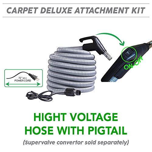 OVO Heavy Duty Powerful Central Vacuum System, Hybrid Filtration (with or Without Disposable Bags) 35L or 9.25Gal, 700 Air watts with 30 ft Carpet Deluxe Accessory Kit, Large Vac, Silver