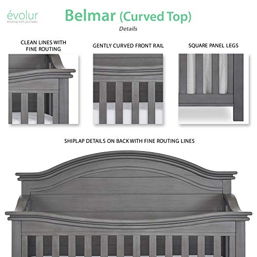 Evolur Belmar Curve 5-in-1 Convertible Crib in Rustic Grey
