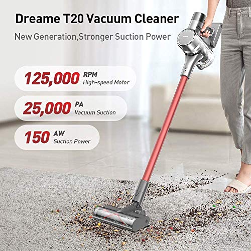 Dreametech T20 Cordless Stick Vacuum, Household Vacuum Cleaner with 25kpa Powerful Suction for Home Hard Floor Pet Hair…