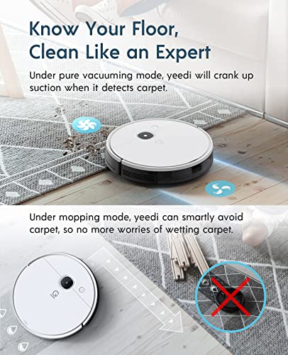 yeedi vac max Robot Vacuum and Mop, 3000Pa Suction Power, Carpet Detection,Visual Mapping and Navigation, Editable Home Map,Virtual Boundary, 200mins Runtime, Self-Empty Station Compatible
