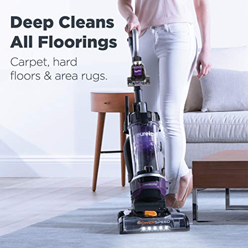 Eureka PowerSpeed Lightweight Bagless Upright Vacuum Cleaner with Pet Turbo Brush, for Carpet and Hard Floor, Purple