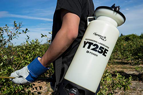 Sprayers Plus YT25E Battery Sprayer - 12V Lithium-ion with Viton Seals & O-Ring, Brass Wand & Nozzle & Shoulder Strap, 2 Gallon