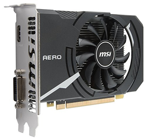MSI NVIDIA GEFORCE GT 1030 AERO ITX 2G OC Graphics Card 2 GB GDDR5, 1518 MHz, mini ITX Design, HDMI, DVI-D, Single Fan Cooling System, Black