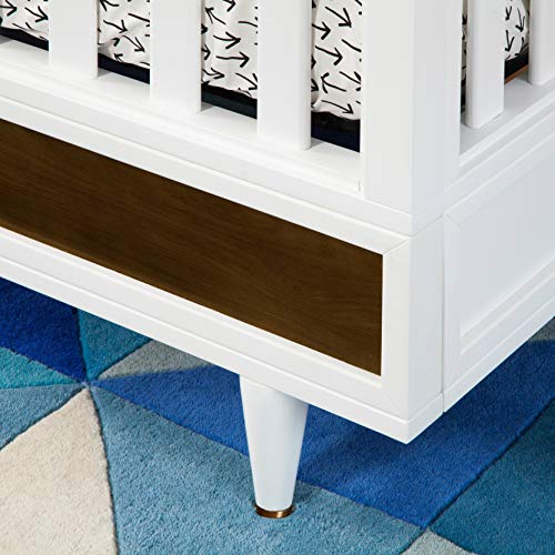 Babyletto Eero 4-in-1 Convertible Crib with Toddler Bed Conversion Kit in White and Natural Walnut, Greenguard Gold Certified