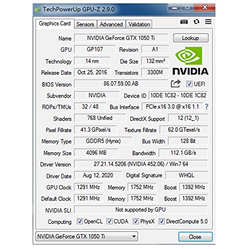 ZER-LON GeForce GTX 1050 Ti Graphics Card, 4GB 128-Bit GDDR5 PCI Express 3.0 x16, DVI-D/HDMI/DP Tri-Ports, G-Sync, GPU Boost, DirectX 12, Gaming Video Card, Desktop PC GPU with Dual Cooling Fans