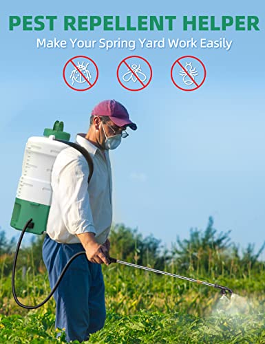 KIMO 4 Gallon Garden Sprayer, 72PSI Backpack Sprayer, 20V 2.0Ah Battery Powered Sprayer w/ 6 Nozzles & Metal Wand, No Manual Pump Electric Sprayer, Sprayers in Lawn and Garden for Weeding, Cleaning
