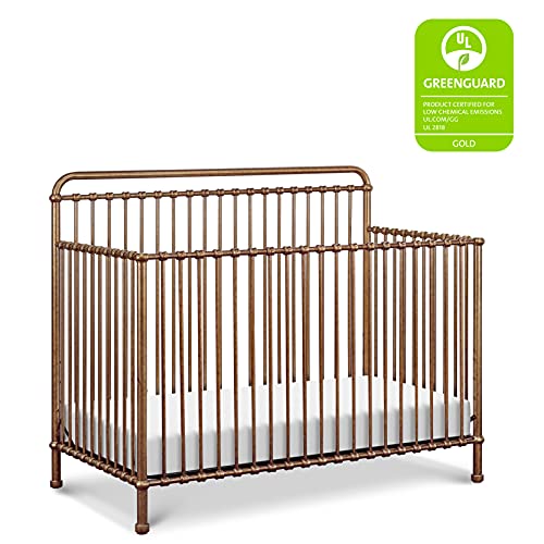 Million Dollar Baby Classic Winston 4-in-1 Convertible Metal Crib in Vintage Gold, Greenguard Gold Certified