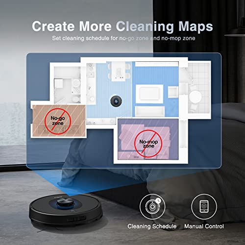 LiDAR Robot Vacuum and Mop Combo, Shellbot SL60 Robotic Vacuum Cleaner 5200mAh, 4000Pa Strong Suction, 3D Structured Light Obstacle Avoidance, 200 Mins+ Runtime, Works with Alexa, Google Assistant