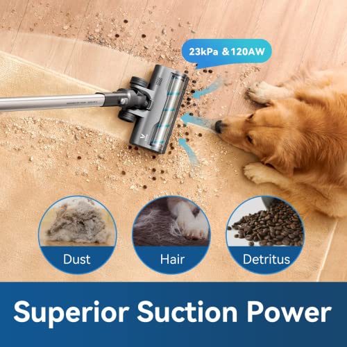 VIOMI A9 Cordless Vacuum Cleaner, 23000Pa Strong Suction Stick Vacuum with 60min Long Runtime Detachable Battery, 4 in 1 Lightweight Quiet Vacuum Cleaner Perfect for Hardwood Floor Pet Hair