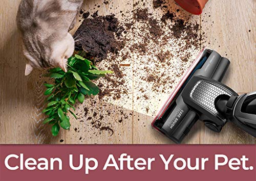 ROOMIE TEC Cordless Vacuum Cleaner, 2 in 1 Handheld Vacuum, High-Power 2200mAh Li-ion Rechargeable Battery, with Corner Lighting and Upright Charging Base