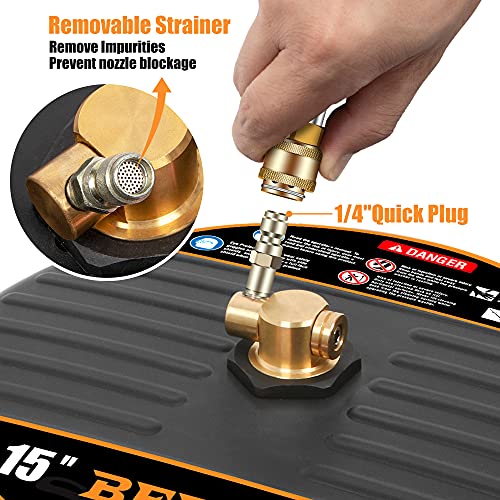 BEETRO 15'' Surface Cleaner for Pressure Washer, Power Washer Attachments for Driveway, Sidewalk, Concrete, Deck, Patio Cleaning, with Spray Gun and 2 Spray Wands, Max 4000 PSI