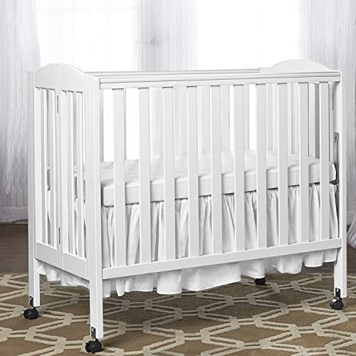 Dream On Me 3 in 1 Portable Folding Stationary Side Crib in White, Greenguard Gold Certified, Mini Crib