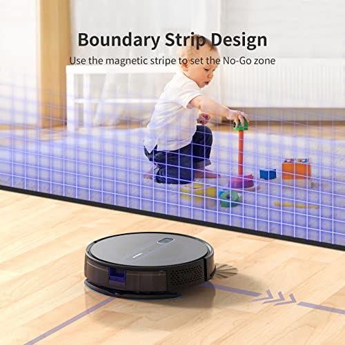 SYSPERL 2-in-1 Robot Vacuum and Mop, Self-Charging Robotic Vacuum Cleaner, 2600Pa Vacuum Robot Daily Schedule, Ideal for Pet Hair, Hardwood Floor and Carpets, Compatible with Boundary Strips V41P