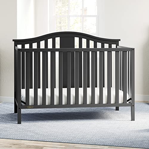 Graco Solano 5-in-1 Convertible Crib (Gray) – Converts from Baby Crib to Toddler Bed, Daybed and Full-Size Bed, Fits Standard Full-Size Crib Mattress, Adjustable Mattress Support Base