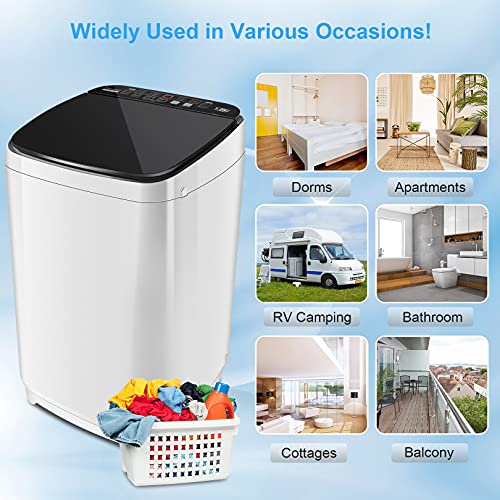 Portable Washing Machine Nictemaw 1.7Cu.ft/15.6Lbs Compact Washer with Drain Pump, 10 Programs 8 Water Level Selections with LED Display, Fully Automatic Washer Ideal for Apartments, RV, Dorms