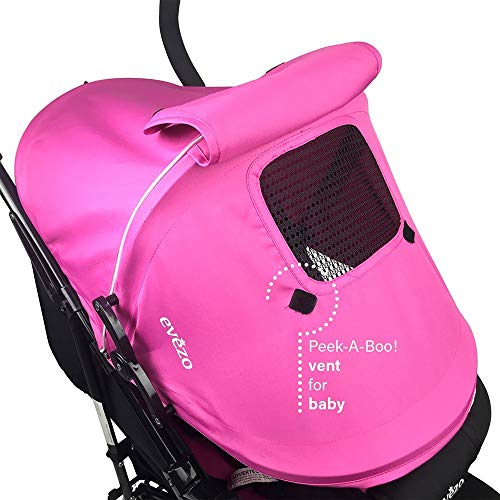 Evezo 2141A Full-Size Ultra Lightweight Umbrella Stroller, Reclining Seat, 5-Point Safety Harness, Canopy, Storage Bin (Hot Pink), 214-1A
