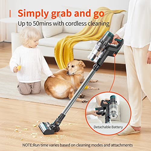 Ultenic U11 Pro Cordless Vacuum Cleaner, 25KPa Strong Suction, Touch Control, Easy-Empty Dustbin, 2200mA Detachable Battery, Fast Charge, 4 in 1 Stick Vacuum for Carpet, Hard Floor and Pet Hair