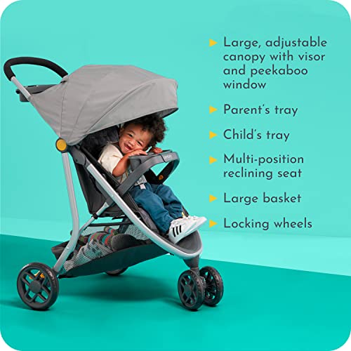Century Stroll On 3-Wheel 2-in-1 Lightweight Travel System | Infant Car Seat and Stroller Combo, Berry
