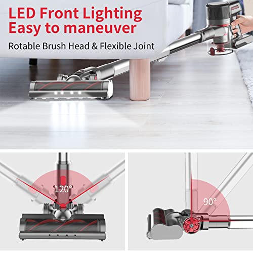 Cordless Vacuum Cleaner, 300W Brushless Motor with 26Kpa Powerful Suction Stick Vacuum, Up to 45Mins Max Runtime Detachable Battery
