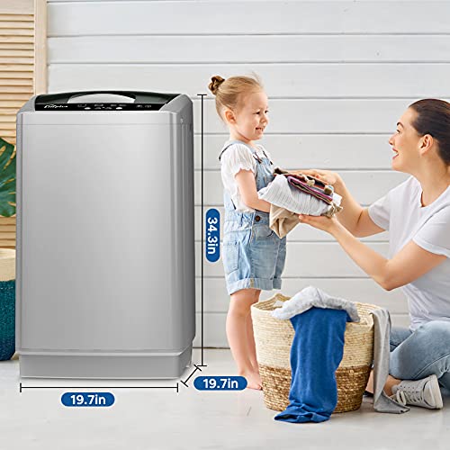 Full Automatic Washing Machine 1.8 Cuft, LifePlus Portable Washer 12lbs Capacity with Drain Pump, Faucet Adaptor, 8 Wash Programs Compact Laundry Washer and Spin Dryer for Apartments RV Dorms