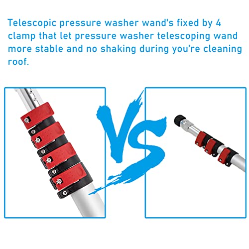 Tool Daily 20 FT Pressure Washer Extension Wand, Telescoping Power Washer Wand, Gutter Power Washer Attachment, Double Support Belt, 5 Spray Nozzle Tips and 2 Adapters, 4000 PSI
